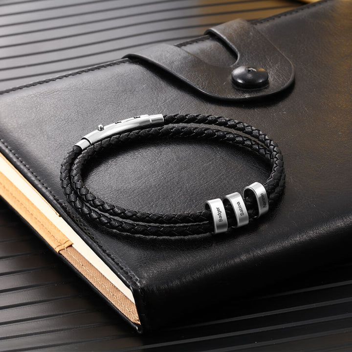 Men's Engraved 3 Beads Bracelet
