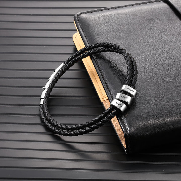 Men's Engraved 3 Beads Bracelet