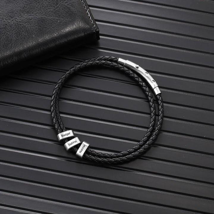 Men's Engraved 3 Beads Bracelet