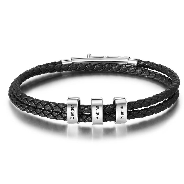 Men's Engraved 3 Beads Bracelet