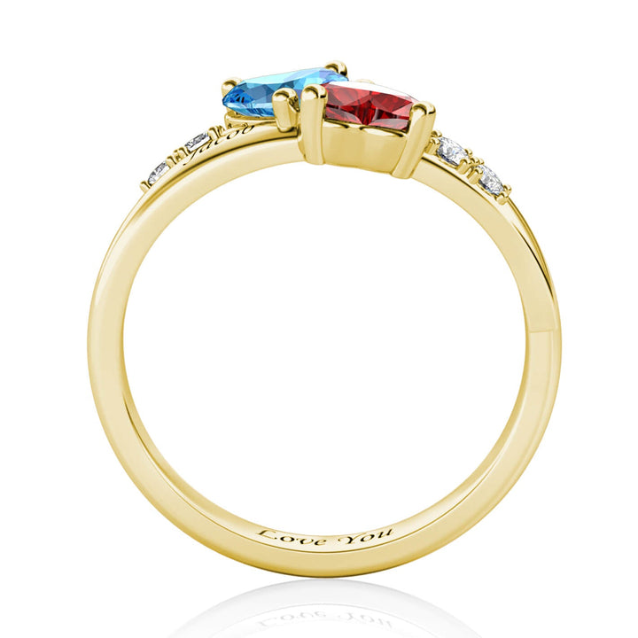 2 Heart Birthstones Ring