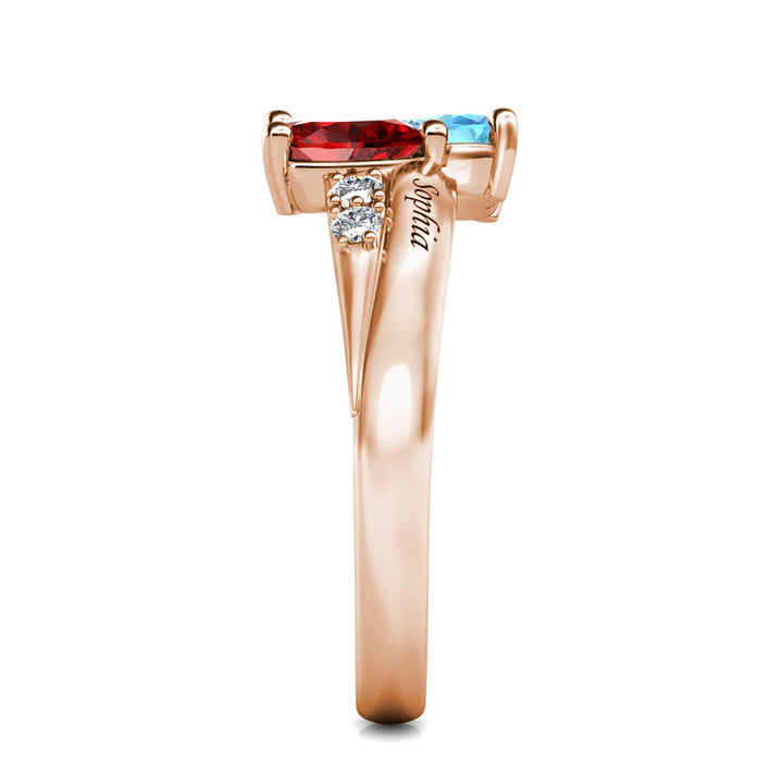 2 Heart Birthstones Ring