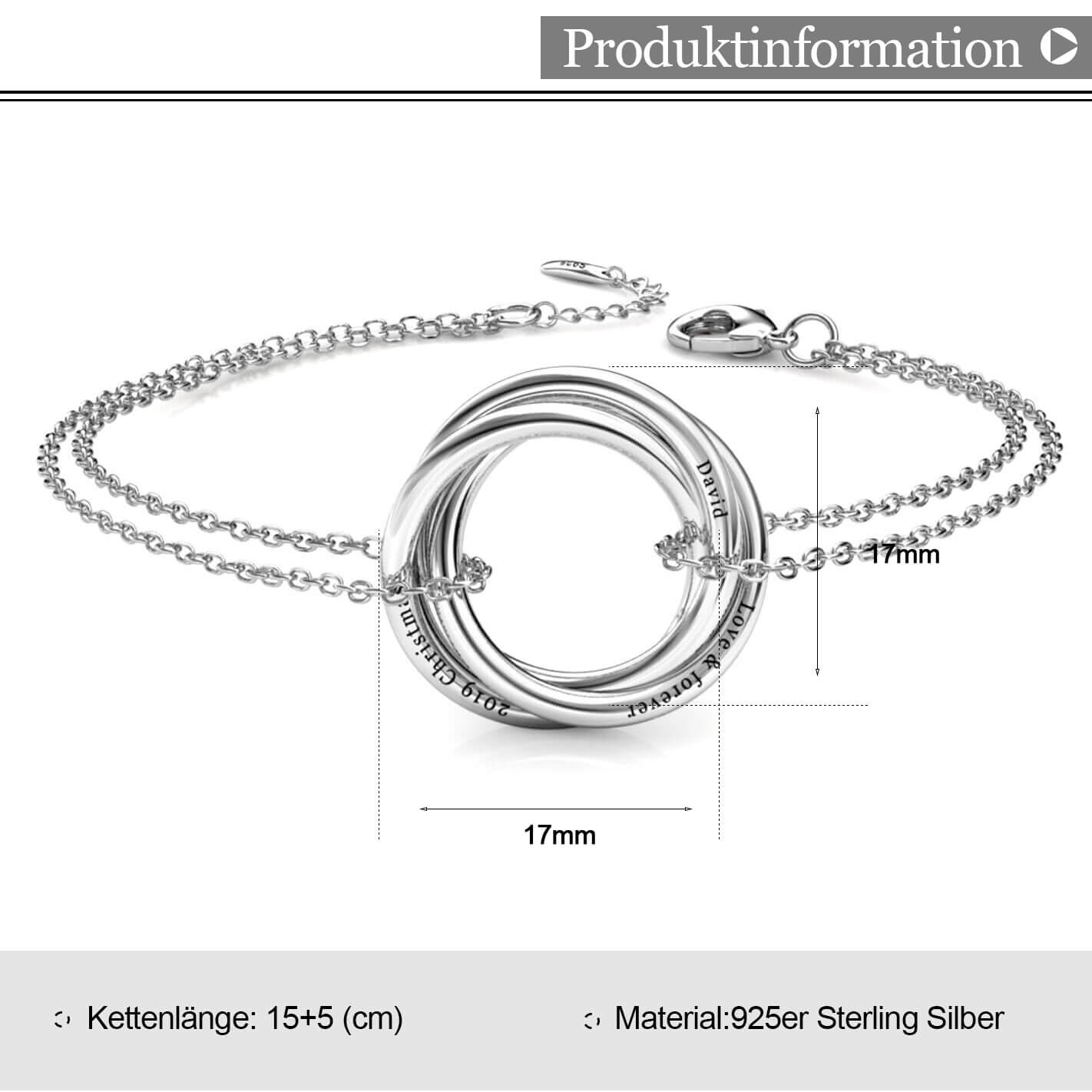 Russische 3 Ringe Armbänder mit Gravur