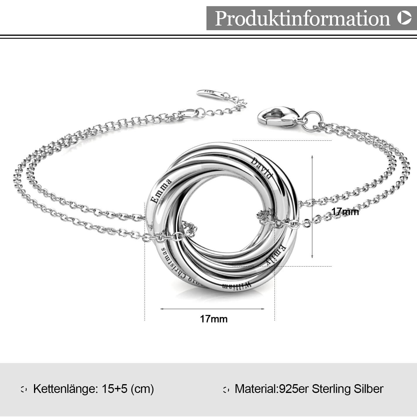 Russische 5 Ringe Armbänder mit Gravur