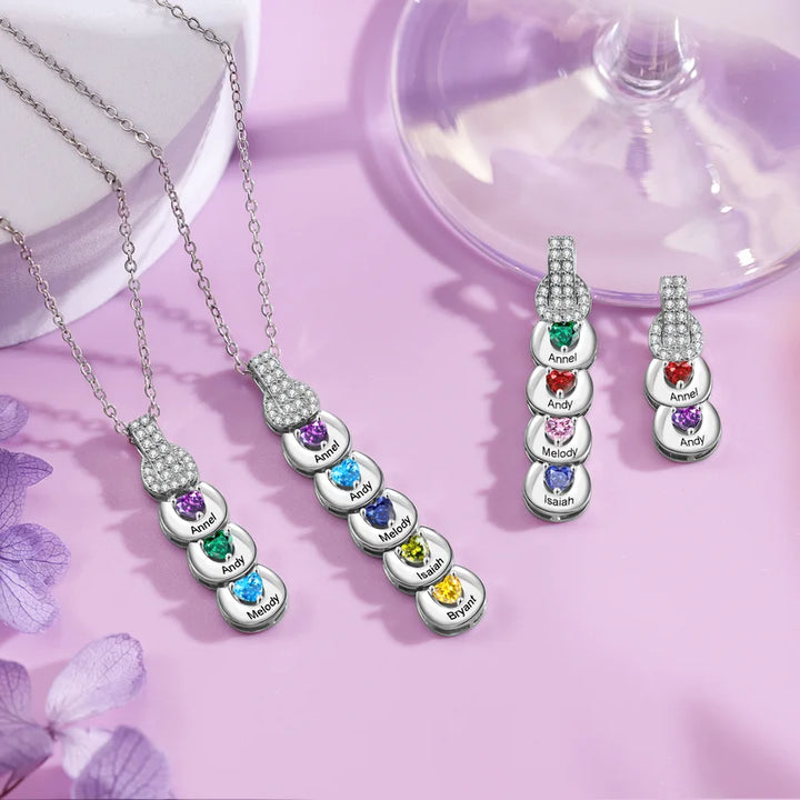 Kette für Mama | Personalisierte Kette mit Geburtsstein | Namenskette Muttertagsgeschenk